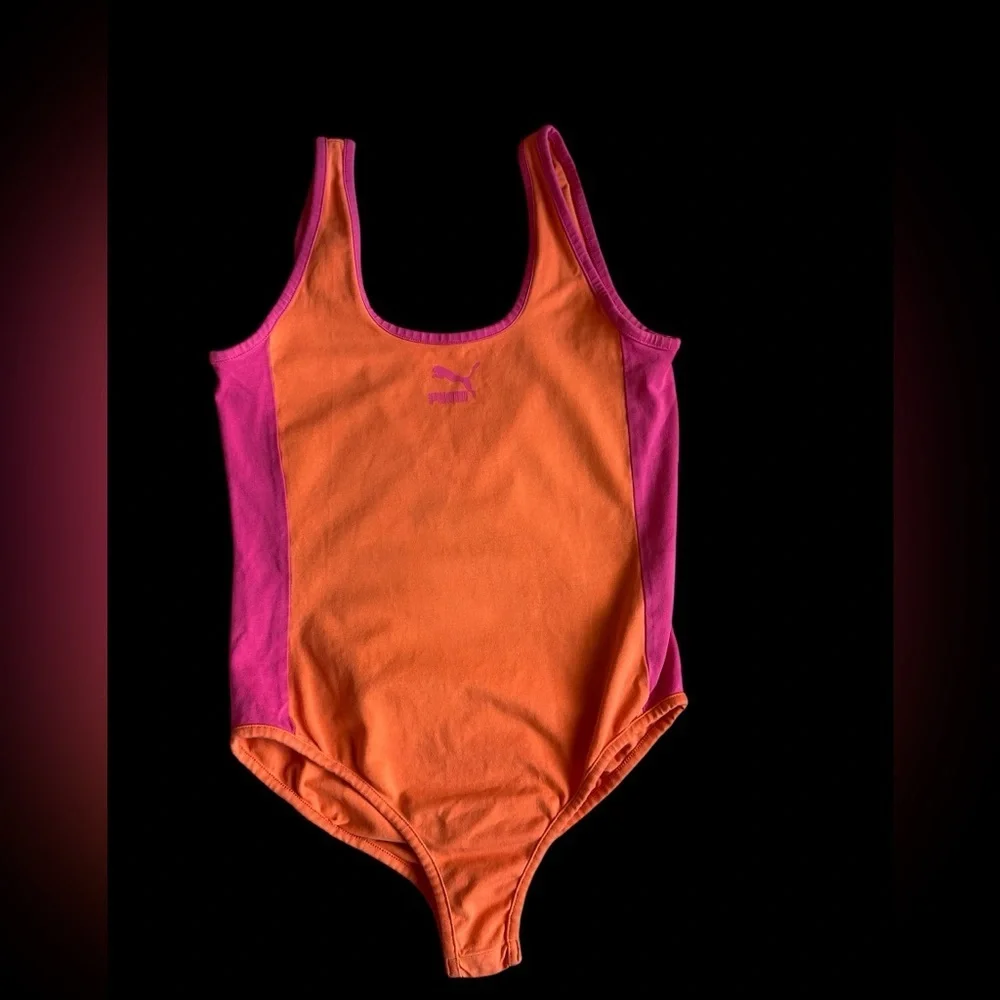 Puma Orange One-Piece Swimsuit with Pink Accents